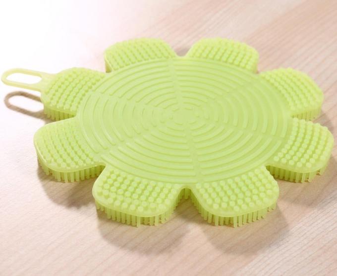 Flower shape Food Grade Silicone Washing Brush sponge  for Cleaning dishes and fruit