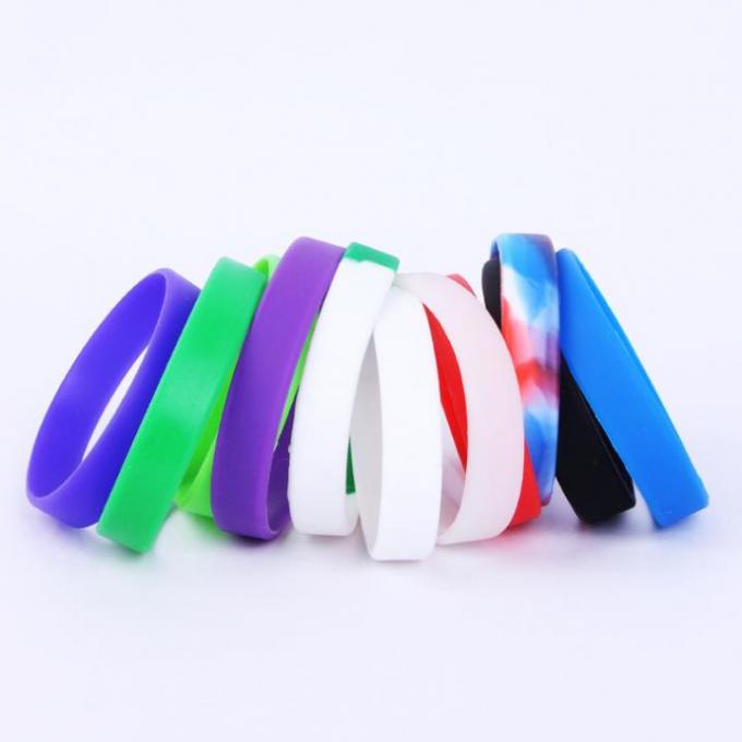 Promotional Silicone Rubber Bracelets , Custom Silicone Bracelets Colorful
