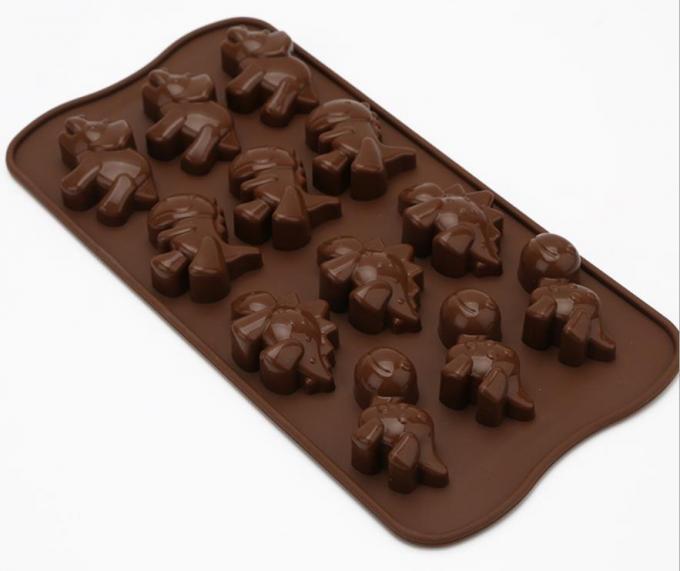 Dinosaur Holiday Silicone Chocolate Molds Brown Color Non Harmful