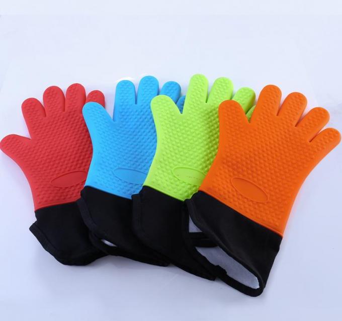 High Temp Long Side Opening Silicone Hand Gloves Sleeve Design Easy Cleaning