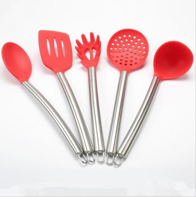 5 pcs sets silicone kitchen tool  sets with stainless steel handle