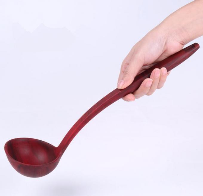 Wood Grain surface Long handle Food Grade Silicone Soup Spoon Kitchen tools
