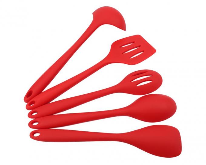 Food Grade Red color  Silicone Cooking Kitchen Tools Sets 5 different styles