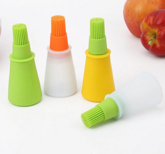 Food Grade BBQ tools silicone Oil white bottle with colorful brush