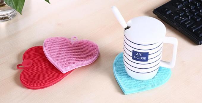 Heart shape Food Grade Silicone Washing Brush  for Cleaning dishes and fruit