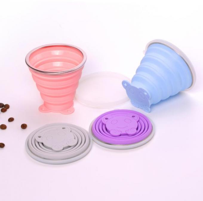 BPA Free Food Grade Collapsible Silicone sport cup with long lanyard