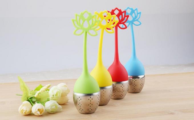 Lotus Flower shape Food Grade Silicone Tea strainer with printing logo