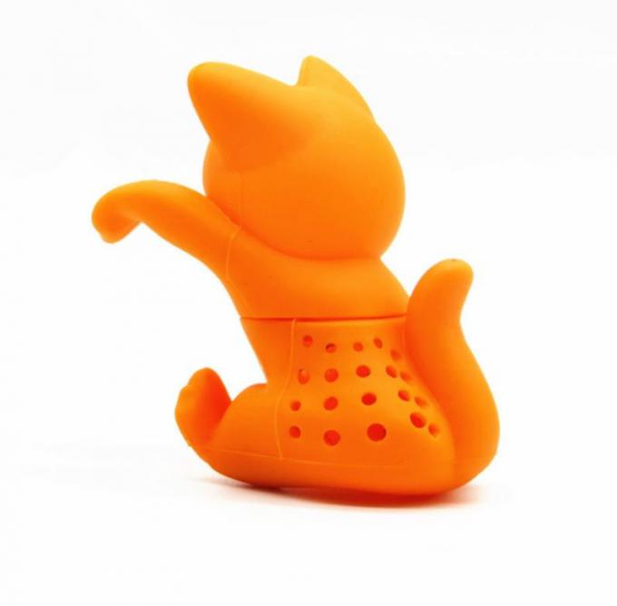 Orange Cat shaped Food Grade safe Silicone Tea Strainers BPR Free