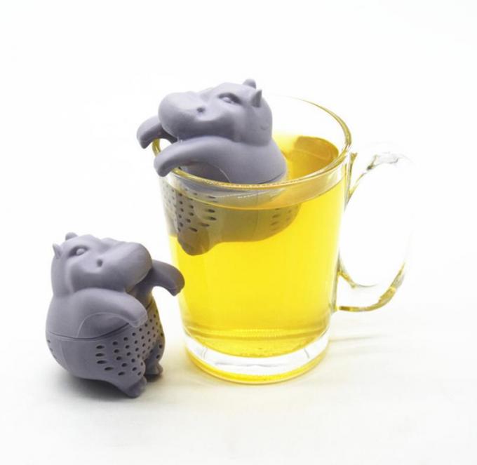 Grey Color  Hippo Shaped design Food Grade Silicone Tea Infuser