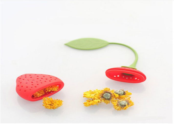 Custom Made Food Grade Silicone Tea Bag Holder Cute Strawberry Shape