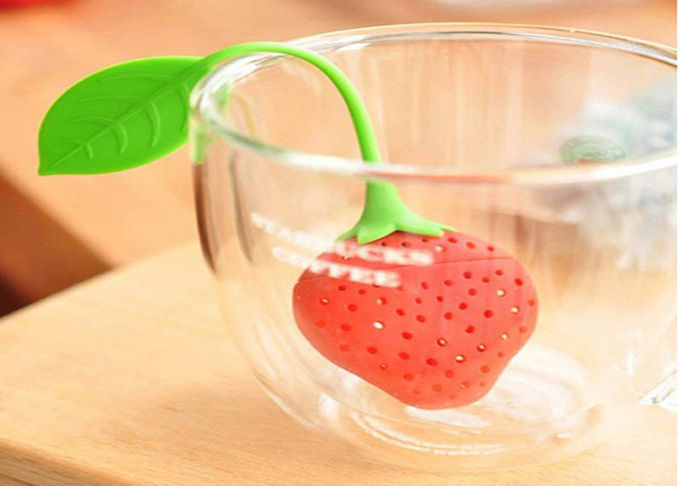 Custom Made Food Grade Silicone Tea Bag Holder Cute Strawberry Shape