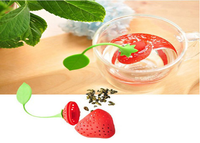 Custom Made Food Grade Silicone Tea Bag Holder Cute Strawberry Shape