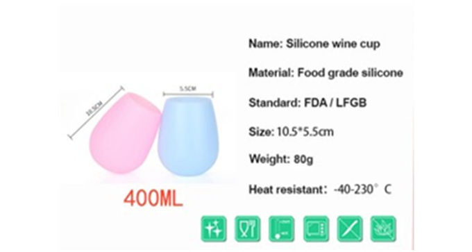 Unbreakable Reusable Colorful Silicon Wine Cup , Coffee Silicone Wine Glasses